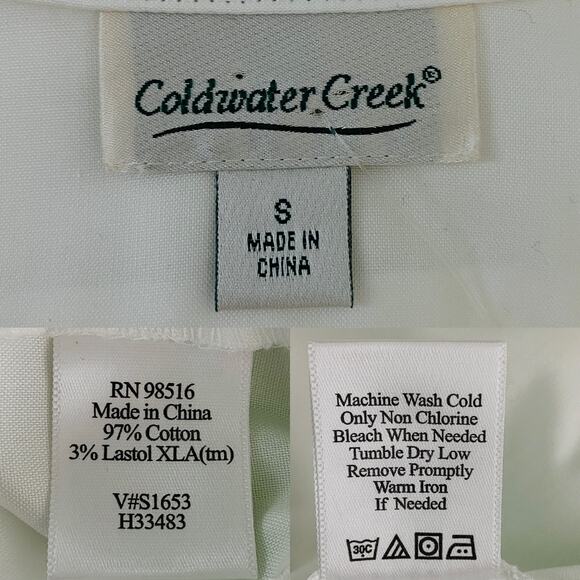 Coldwater Creek Blouse Small White Wrinkle Resistant Non Iron New - Picture 8 of 13
